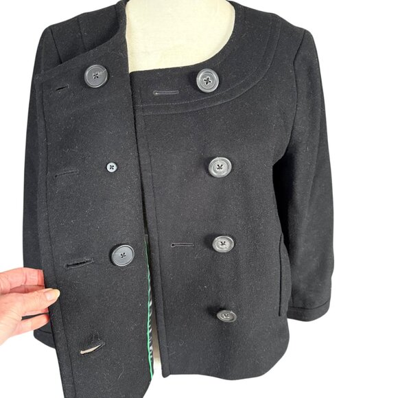 J. Crew women's black fully lined double breasted long sleeve coat - Picture 5 of 8